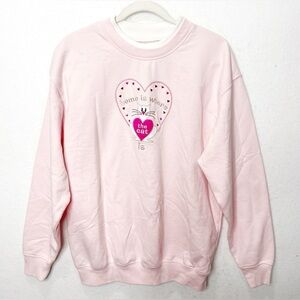 Vintage Graphic Pink Heart Cat Lover Embroidered Grandma Core Sweatshirt Large